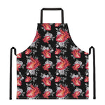 Rose And Heart Pattern Print Apron