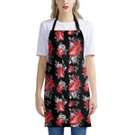 Rose And Heart Pattern Print Apron