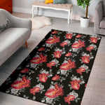 Rose And Heart Pattern Print Area Rug