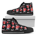 Rose And Heart Pattern Print Black High Top Sneakers