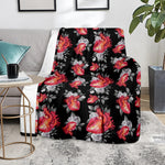 Rose And Heart Pattern Print Blanket
