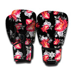 Rose And Heart Pattern Print Boxing Gloves