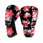 Rose And Heart Pattern Print Boxing Gloves