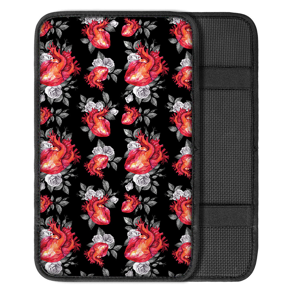 Rose And Heart Pattern Print Car Center Console Cover
