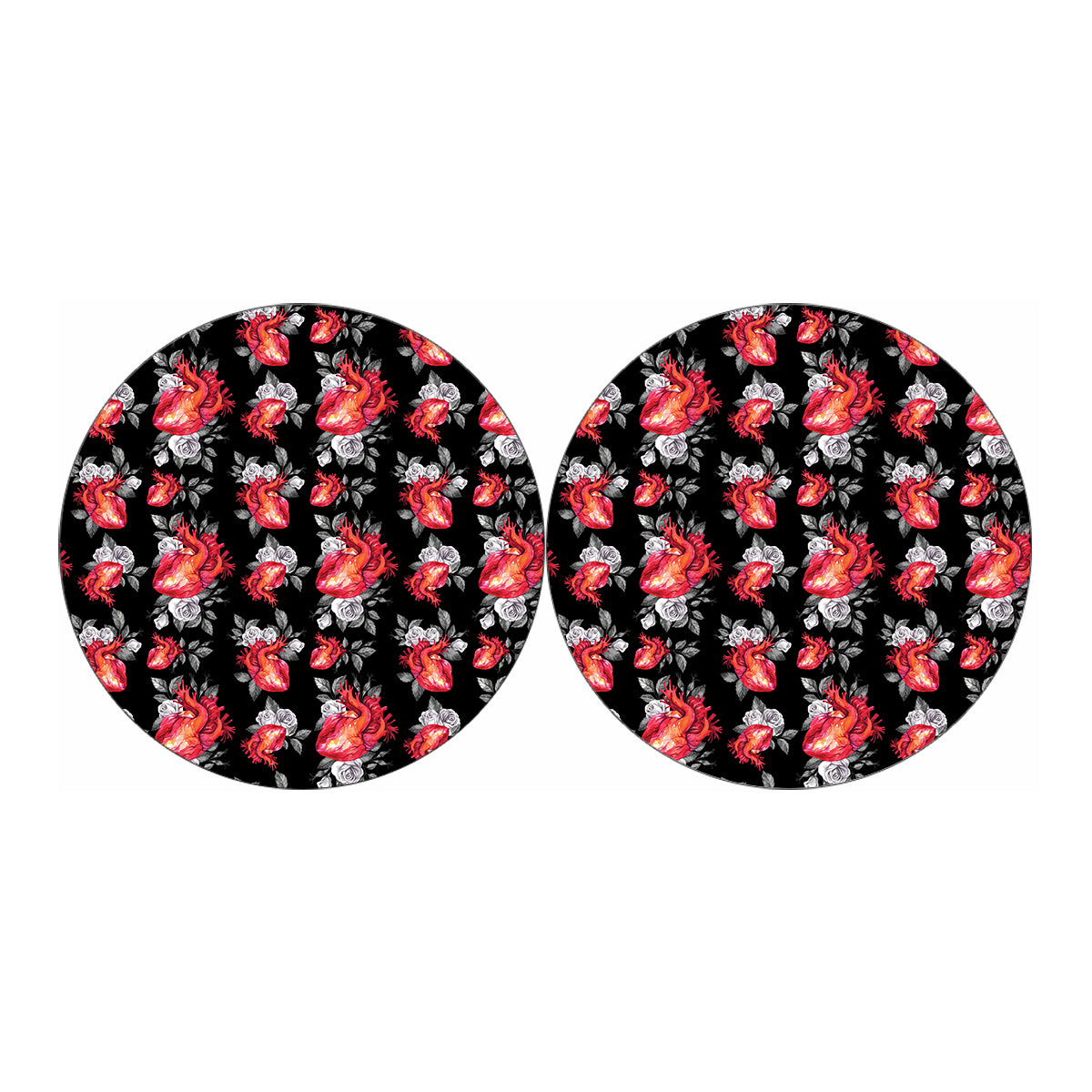 Rose And Heart Pattern Print Car Coasters