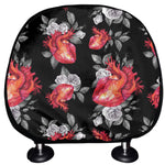 Rose And Heart Pattern Print Car Headrest Covers