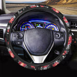 Rose And Heart Pattern Print Car Steering Wheel Cover