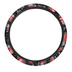Rose And Heart Pattern Print Car Steering Wheel Cover