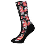 Rose And Heart Pattern Print Crew Socks