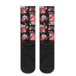 Rose And Heart Pattern Print Crew Socks