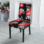 Rose And Heart Pattern Print Dining Chair Slipcover