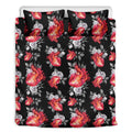Rose And Heart Pattern Print Duvet Cover Bedding Set