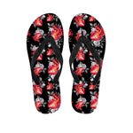 Rose And Heart Pattern Print Flip Flops