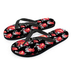 Rose And Heart Pattern Print Flip Flops