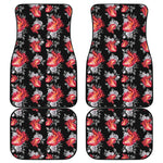 Rose And Heart Pattern Print Front and Back Car Floor Mats