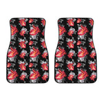 Rose And Heart Pattern Print Front Car Floor Mats