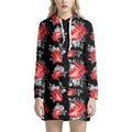 Rose And Heart Pattern Print Pullover Hoodie Dress