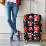 Rose And Heart Pattern Print Luggage Cover