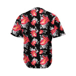 Rose And Heart Pattern Print Men's Baseball Jersey
