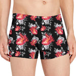 Rose And Heart Pattern Print Men's Boxer Briefs