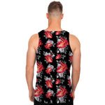 Rose And Heart Pattern Print Men's Tank Top