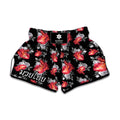 Rose And Heart Pattern Print Muay Thai Boxing Shorts