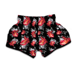 Rose And Heart Pattern Print Muay Thai Boxing Shorts