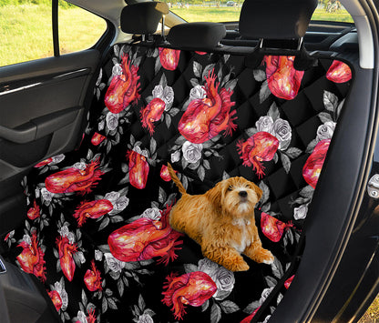 Rose And Heart Pattern Print Pet Car Back Seat Cover