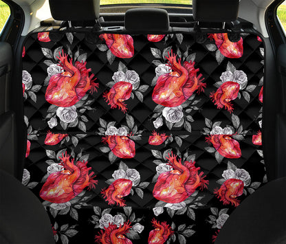 Rose And Heart Pattern Print Pet Car Back Seat Cover
