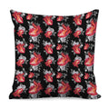 Rose And Heart Pattern Print Pillow Cover