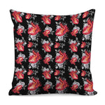 Rose And Heart Pattern Print Pillow Cover