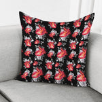 Rose And Heart Pattern Print Pillow Cover
