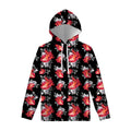 Rose And Heart Pattern Print Pullover Hoodie