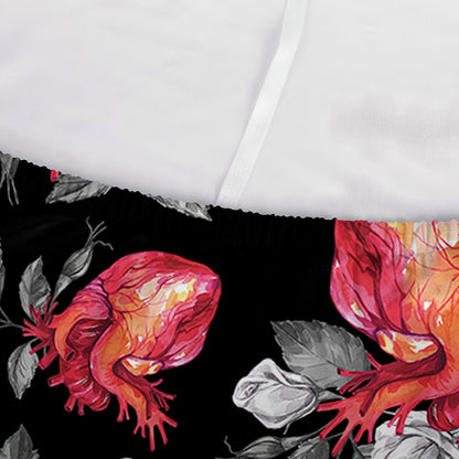 Rose And Heart Pattern Print Sofa Cover