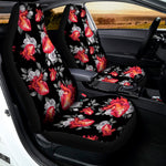 Rose And Heart Pattern Print Universal Fit Car Seat Covers