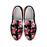 Rose And Heart Pattern Print White Slip On Shoes