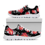 Rose And Heart Pattern Print White Sneakers