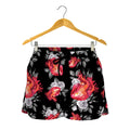 Rose And Heart Pattern Print Women's Shorts