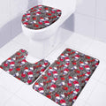 Rose Branch Skull Pattern Print 3 Piece Bath Mat Set