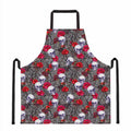 Rose Branch Skull Pattern Print Apron