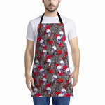 Rose Branch Skull Pattern Print Apron