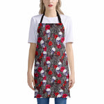 Rose Branch Skull Pattern Print Apron