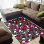 Rose Branch Skull Pattern Print Area Rug GearFrost