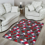Rose Branch Skull Pattern Print Area Rug GearFrost