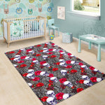Rose Branch Skull Pattern Print Area Rug GearFrost