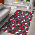 Rose Branch Skull Pattern Print Floor Mat
