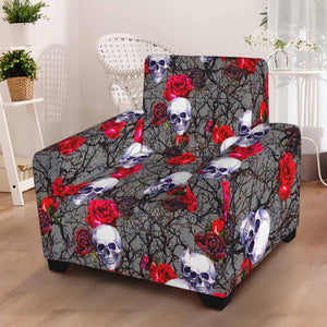 Rose Branch Skull Pattern Print Armchair Slipcover