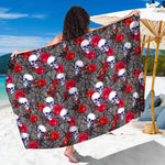 Rose Branch Skull Pattern Print Beach Sarong Wrap