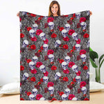 Rose Branch Skull Pattern Print Blanket
