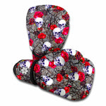 Rose Branch Skull Pattern Print Boxing Gloves